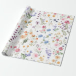 Vårblomsteräng Blomsterträdgård Grönska Presentpapper<br><div class="desc">Vacker boho-inspirerad inpackningspapper med glada akvarellblommor i olika nyanser av rosa,  lila,  gul,  blå och grön.</div>