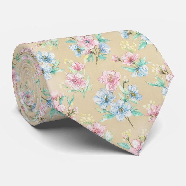 Vårblomsterblommigt mönster slips (Rullad)