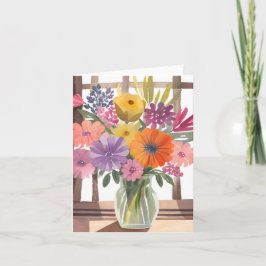 Vårblomsterbukett | Floral Pastell Akvarell Kort