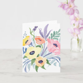 Vårblomsterbukett | Vacker blomsterakvarell Kort