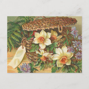"Vårblomsterkorg" Vintage Vykort