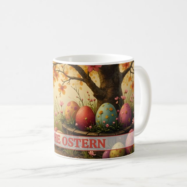 Vårblomstermagi med påskäggsprydnad kaffemugg (Framsida höger)