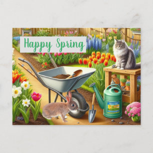 Vårblomsterträdgård Tulpaner Vykort