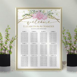 Vårbröllops Placeringskartor Förgylld Vildblomma Poster