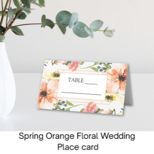 Vårbrudkort med apelsinblommor placeringskort
