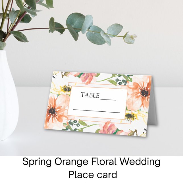 Vårbrudkort med apelsinblommor placeringskort (Skapare uppladdad)