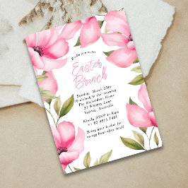 Vårbrunch Påsk Rosa Blommor Fest Inbjudningar