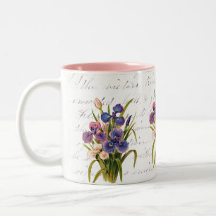 Vårbukett av Irises - firande av blommor Två-Tonad Mugg