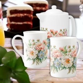 Vårbukett med blommor benporslin mugg