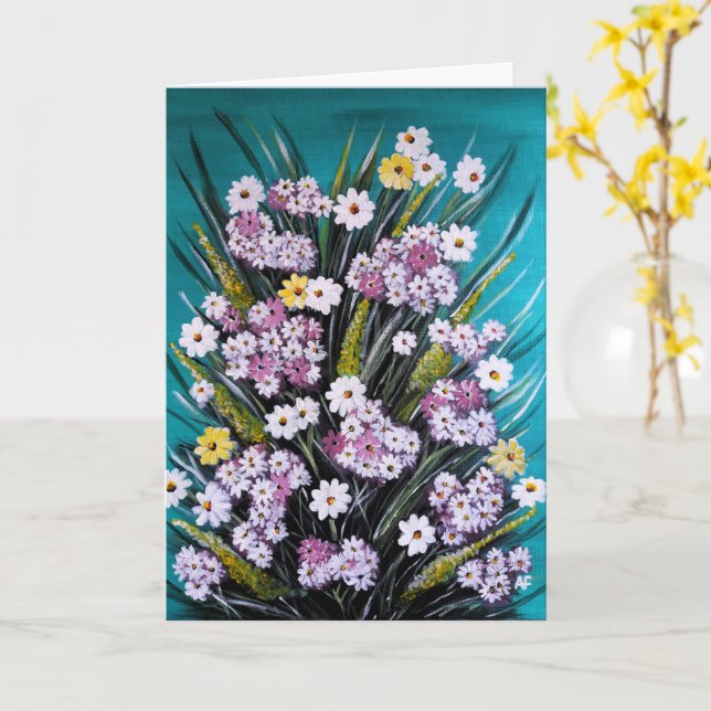 Vårbukettmålning av Alfred Fox Kort (Gul blomma)