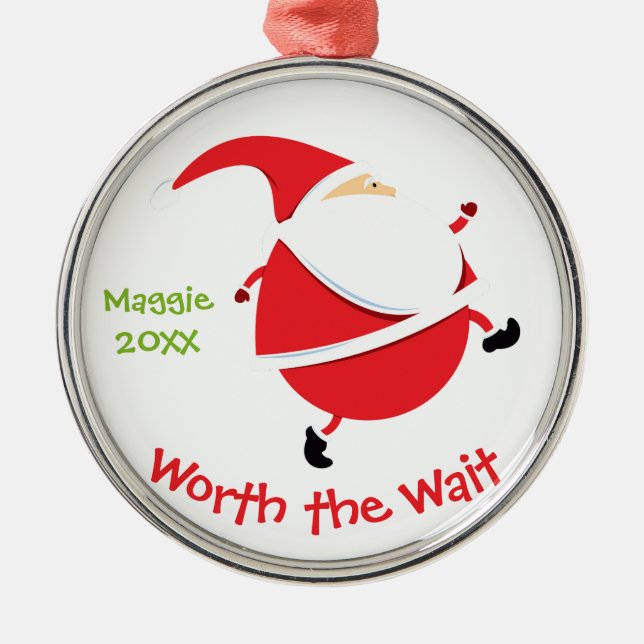 Värd att vänta - Anpassad juladoptionsgåva Julgransprydnad Metall (Framsidan)