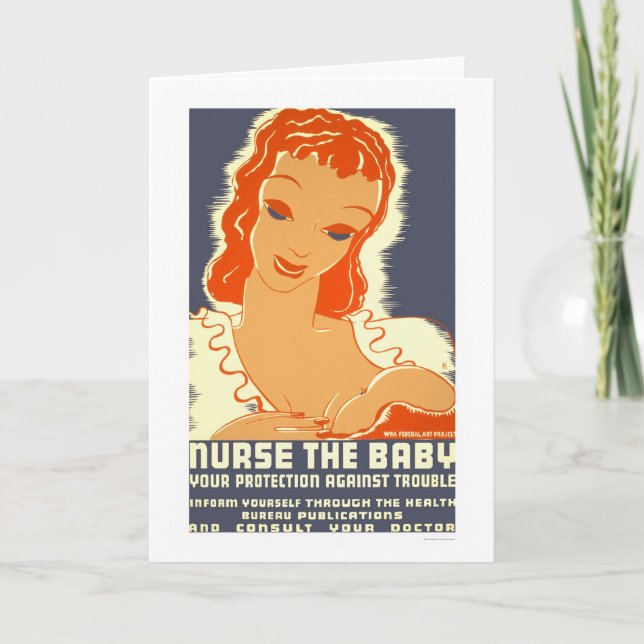 Vårda babyen 1938 WPA Kort (Framsida)