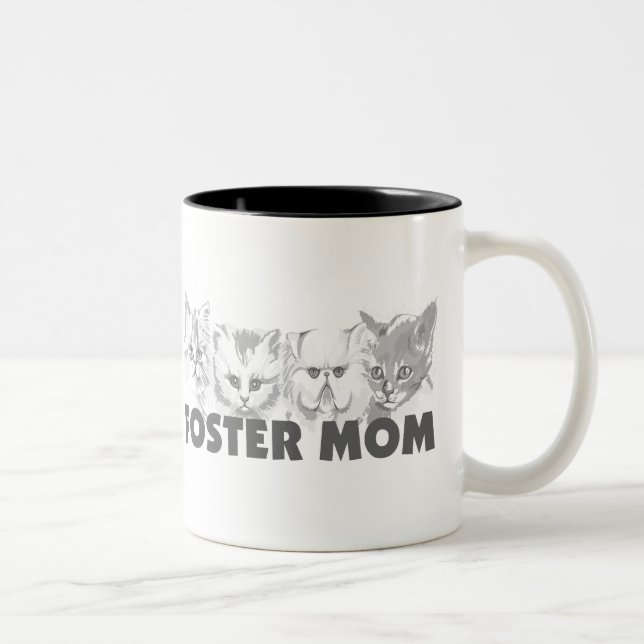 Vårda mamman (katter) Två-Tonad mugg (Höger)