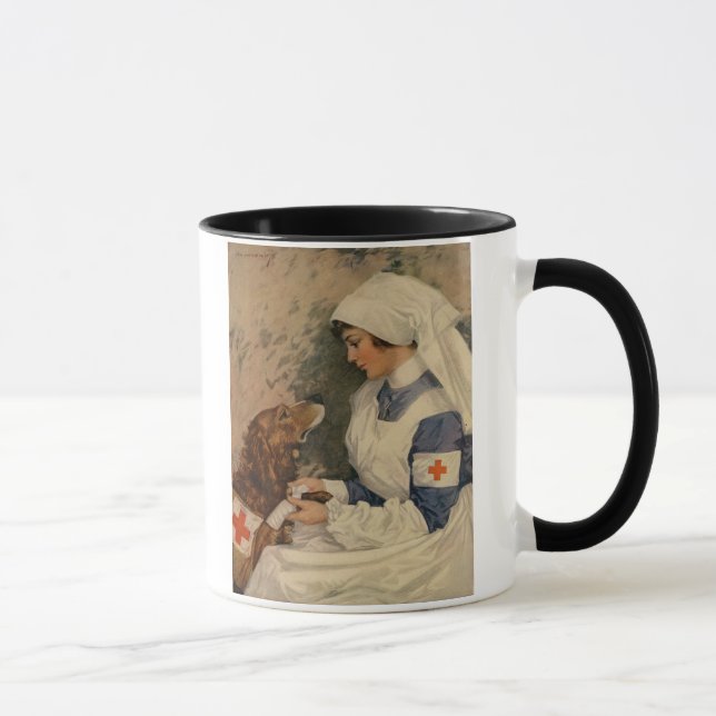 Vårda med guld- Retrievervintage 1917 WW1 Mugg (Höger)