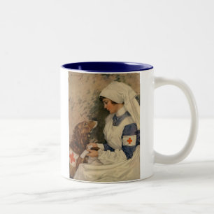 Vårda med guld- vintage WW1 för Retriever 1917 Två-Tonad Mugg