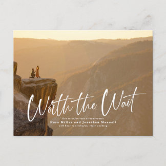 Värda vykortet för uppskjutning av vänteskript meddelande vykort