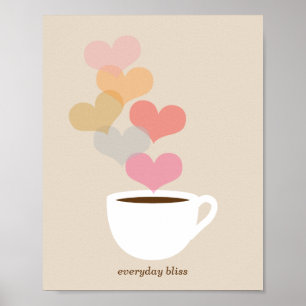 Vardagliga Bliss Coffee Kärlek Art Poster Skriv ut
