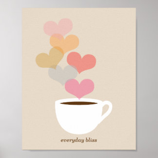 Vardagliga Bliss Coffee Kärlek Art Poster Skriv ut