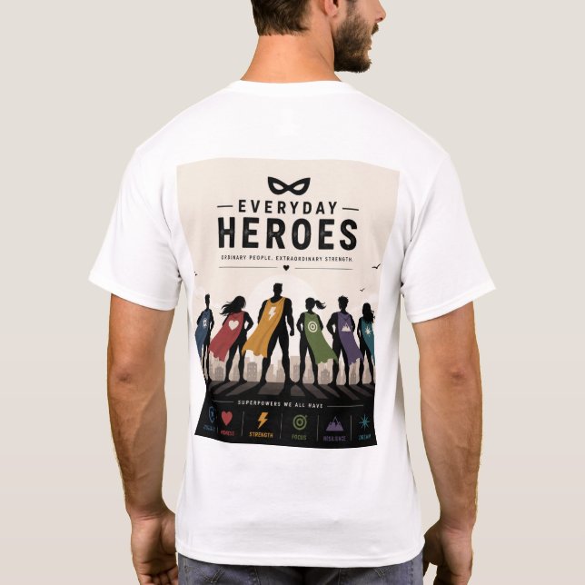 Vardags Hjälte Superhjälte T-Shirt – Mod KRAFT (Baksida)