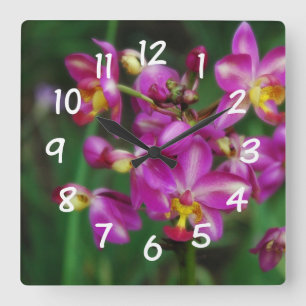 Vardagsrum - purpurfärgat orchidsfoto fyrkantig klocka