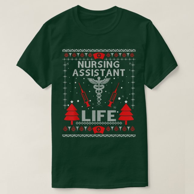 Vårdassistenten Ugly Jul Sweaters Matching T Shirt (Design framsida)