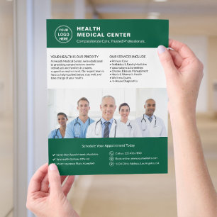 Vårdcentral Läkarens anpassade logotyp Foto Grön Reklamblad