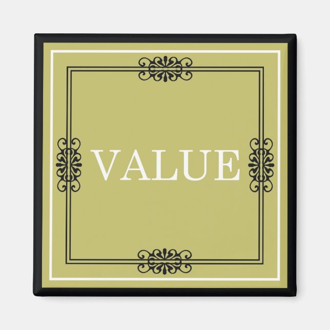 Värde - en Ord-offert för motivation Magnet (Framsidan)
