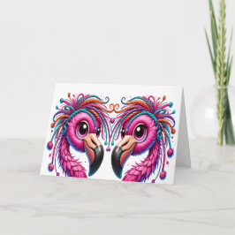 Värdefulla fladdrande flamingos kort