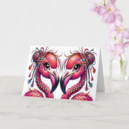 Värdefulla fladdrande flamingos kort