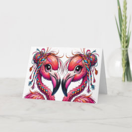 Värdefulla fladdrande flamingos kort
