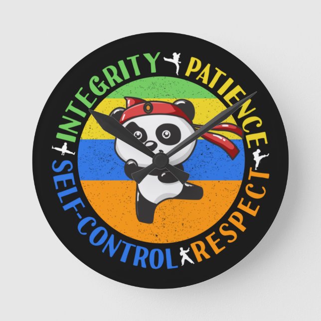 Värden för martialkonst - Boys Karate Mindset Rund Klocka (Framsida)