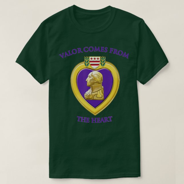 Värden kommer från hjärtats Lila Hjärtmilitära D T Shirt (Design framsida)