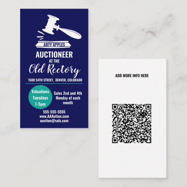 Värderingsdag för auktionering av husförsäljningso visitkort (Fram/baksida)