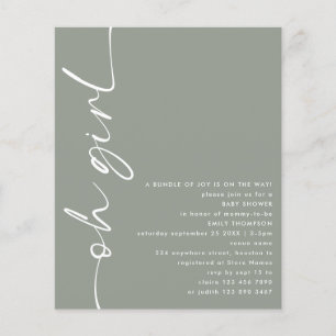 Värdeskript Oh Girl Sage Baby Shower Flygblad