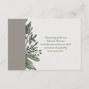 Värdighet - förlusttack Notecard Tack Kort