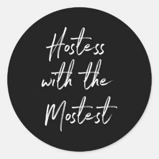 Värdinna för Värdinna med mest Runt Klistermärke