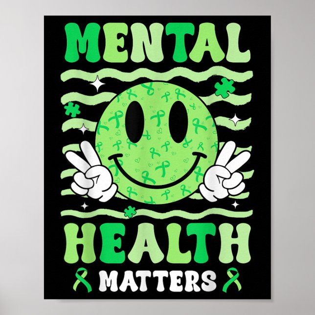 Vårdmedvetande om psykisk hälsa Smile Ansikte Mana Poster (Framsidan)