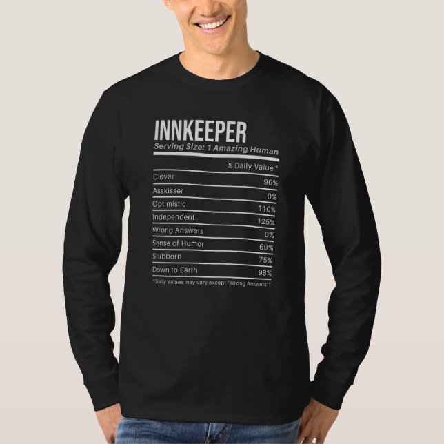 värdshusvärd Näringsvärden Nutrition Fakta T Shirt (Framsida)