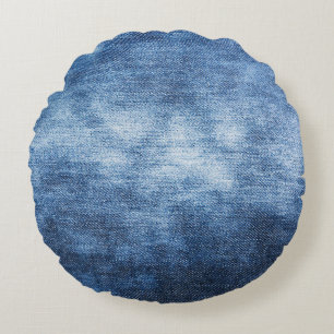 Vare denim-väv, texturerad bakgrund. rund kudde