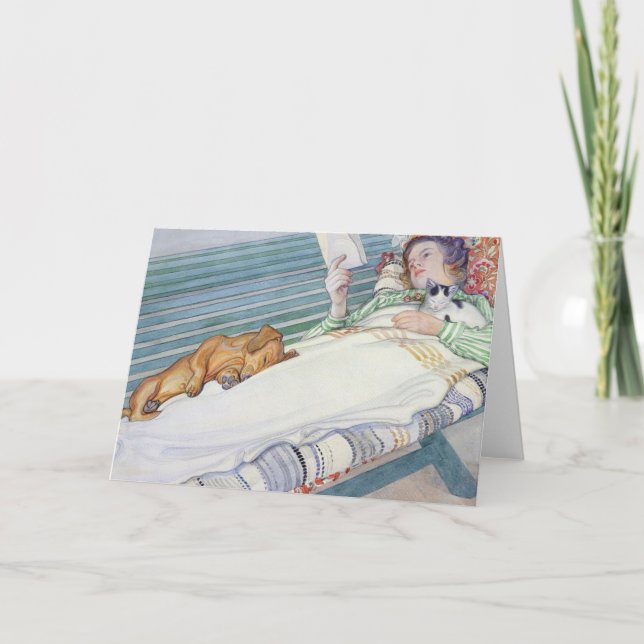 Vare Ljugande på en bank 1913 av Carl Larsson Kort (Framsida)