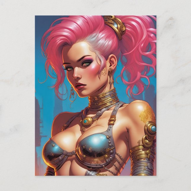 Vare med vackert Rosa Hair-vykort Vykort (Framsida)