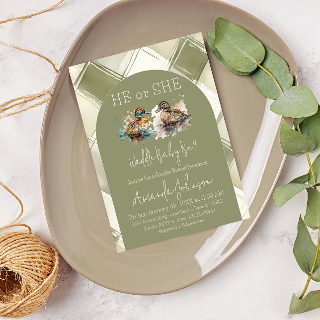 Vare sig det är Grönt Mallard Anka Gender Reveal Inbjudningar (Skapare uppladdad)