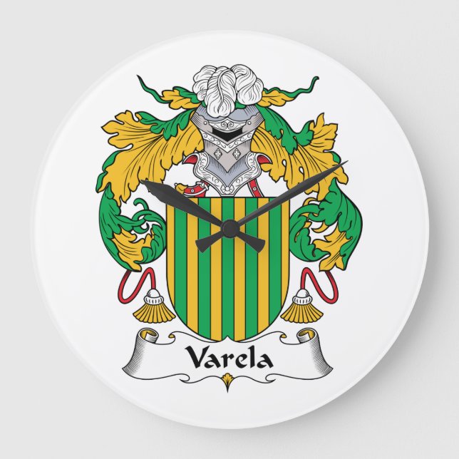 Varela Family Crest Stor Klocka (Framsida)