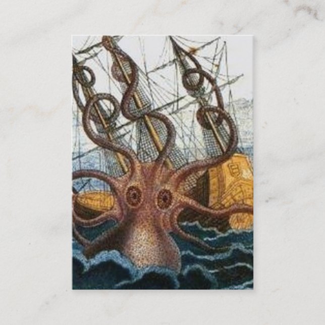 Varelse för hav för VictorianSteampunk Kraken Visitkort (Framsida)