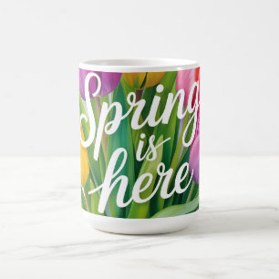 "Våren är här" Tulipanbukett Illustration Kaffemugg