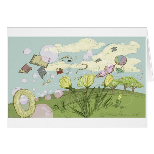 Våren bubblar hälsningskort (Framsidan Horizontal)