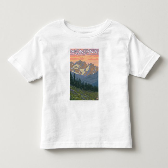 Våren FlowersMontanaVintage reser affischen T-shirt (Framsida)