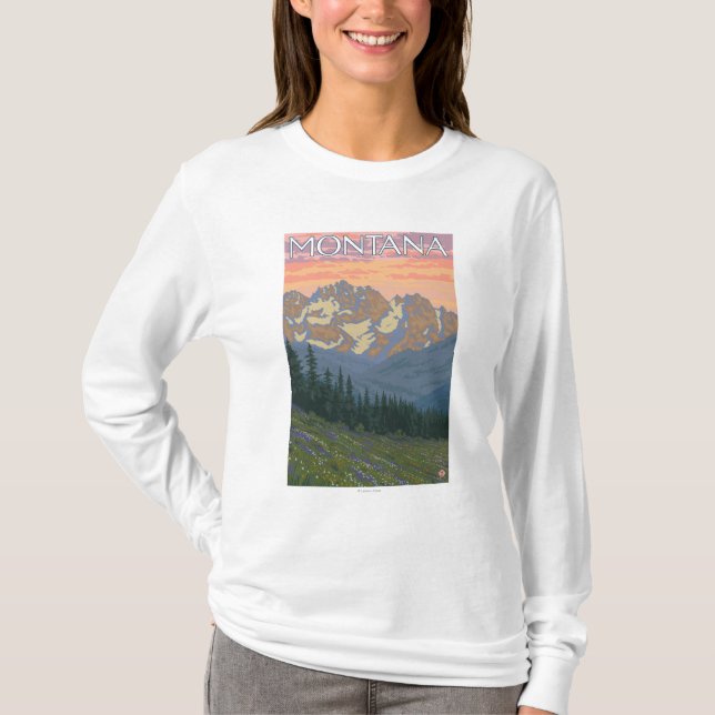 Våren FlowersMontanaVintage reser affischen Tee Shirt (Framsida)