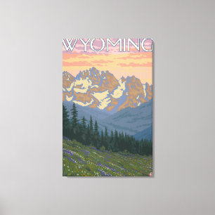 Våren FlowersWyomingVintage reser affischen Canvastryck