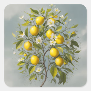 Våren rikedom: Citronblommning Fyrkantigt Klistermärke